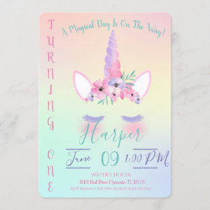 Magical Unicorn Birthday Invitation Kaart