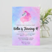 Magical Unicorn Birthday Invitation Kaart (Staand voorkant)