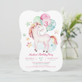 Magical Unicorn Birthday Invitation Kaart (Staand voorkant)