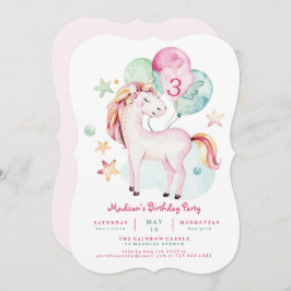 Magical Unicorn Birthday Invitation Kaart