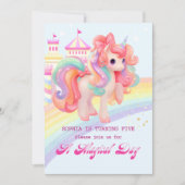 Magical Unicorn Birthday Invitation Kaart (Voorkant)