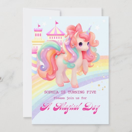 Magical Unicorn Birthday Invitation Kaart (Voorkant)