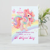 Magical Unicorn Birthday Invitation Kaart (Staand voorkant)