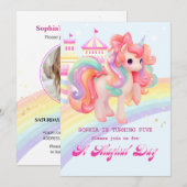 Magical Unicorn Birthday Invitation Kaart (Voorkant / Achterkant)