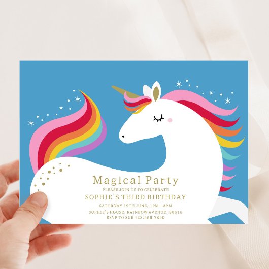 Magical Unicorn Birthday Invitation Kaart