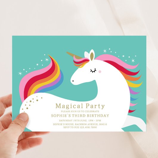Magical Unicorn Birthday Invitation Kaart