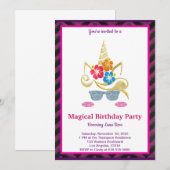 Magical Unicorn Birthday Invitation Kaart (Voorkant / Achterkant)