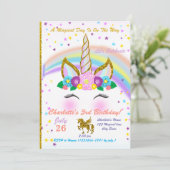 Magical Unicorn Birthday Invitation Kaart (Staand voorkant)