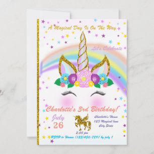 Magical Unicorn Birthday Invitation Kaart