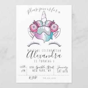 Magical Unicorn Birthday Invitation Kaart
