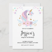 Magical Unicorn Birthday Invitation Kaart (Voorkant)
