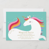 Magical Unicorn Birthday Invitation Kaart (Voorkant)