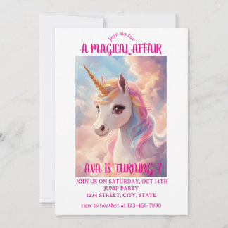 Magical Unicorn Birthday Invitation Kaart