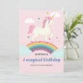 Magical Unicorn Birthday Invitation Kaart (Staand voorkant)