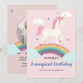 Magical Unicorn Birthday Invitation Kaart (Voorkant / Achterkant)