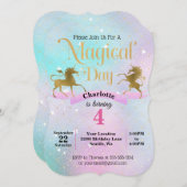 Magical Unicorn Birthday Invitation Kaart (Voorkant / Achterkant)