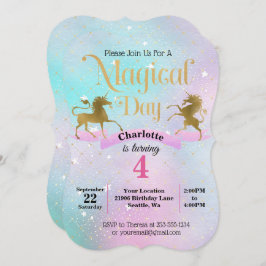 Magical Unicorn Birthday Invitation Kaart
