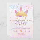Magical Unicorn Birthday Invitation Pastel Kaart (Voorkant)