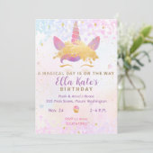 Magical Unicorn Birthday Invitation Pastel Kaart (Staand voorkant)