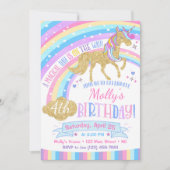 Magical Unicorn Birthday Invitation Rainbow Invite Kaart (Voorkant)