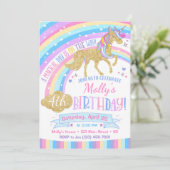 Magical Unicorn Birthday Invitation Rainbow Invite Kaart (Staand voorkant)