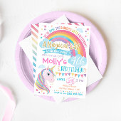 Magical Unicorn Birthday Invitation Rainbow Invite Kaart