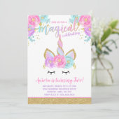 Magical Unicorn Birthday Invitation Unicorn Kaart (Staand voorkant)