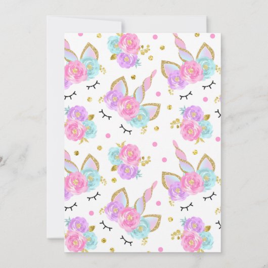 Magical Unicorn Birthday Invitation Unicorn Kaart (Achterkant)