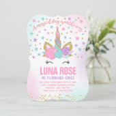 Magical Unicorn Birthday Invitation Unicorn Kaart (Staand voorkant)