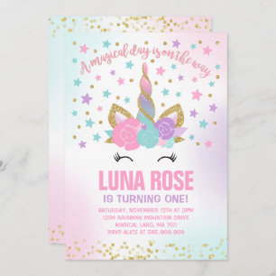 Magical Unicorn Birthday Invitation Unicorn Kaart