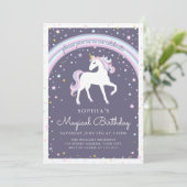 Magical Unicorn Birthday Invite Kaart (Staand voorkant)