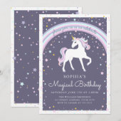 Magical Unicorn Birthday Invite Kaart (Voorkant / Achterkant)