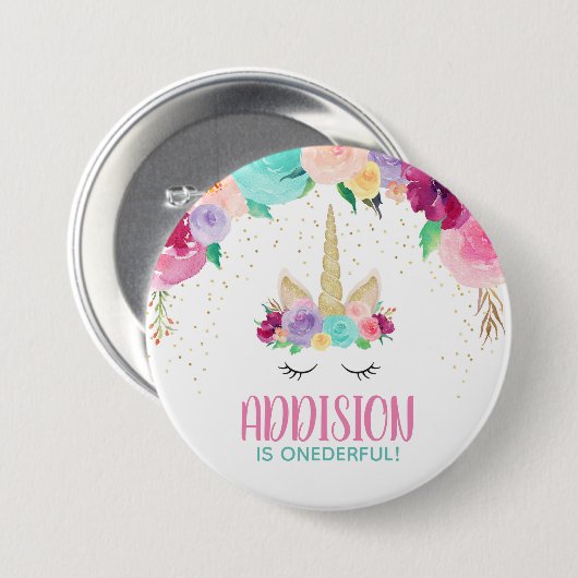 Magical Unicorn Birthday Party Baby shower Button (Voorkant /achterkant)