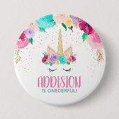 Magical Unicorn Birthday Party Baby shower Button (Voorkant)