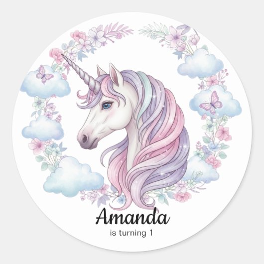 Magical Unicorn Birthday Party Favor Sticker (Voorkant)