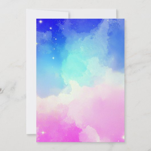 Magical Unicorn Birthday Party Invitation Kaart (Achterkant)