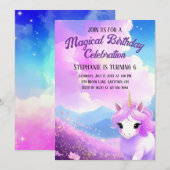 Magical Unicorn Birthday Party Invitation Kaart (Voorkant / Achterkant)
