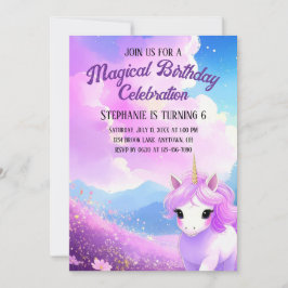 Magical Unicorn Birthday Party Invitation Kaart