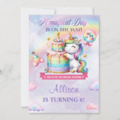 Magical Unicorn Birthday Party Invitation Kaart (Voorkant)