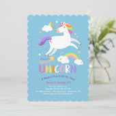 Magical Unicorn Birthday Party Invitation Kaart (Staand voorkant)
