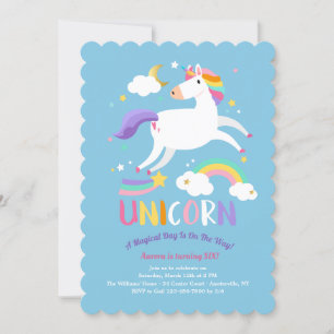 Magical Unicorn Birthday Party Invitation Kaart
