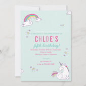 Magical Unicorn Birthday Party Invitation Kaart (Voorkant)