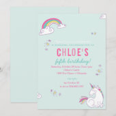 Magical Unicorn Birthday Party Invitation Kaart (Voorkant / Achterkant)