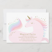 Magical Unicorn Birthday Party Invitation Kaart (Voorkant)