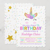Magical Unicorn Birthday Party Invitation Kaart (Voorkant / Achterkant)