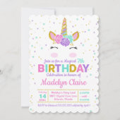 Magical Unicorn Birthday Party Invitation Kaart (Voorkant)