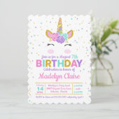 Magical Unicorn Birthday Party Invitation Kaart (Staand voorkant)