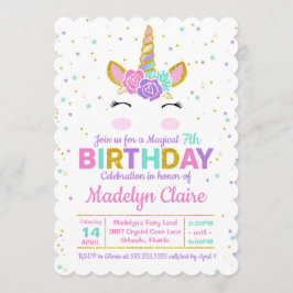 Magical Unicorn Birthday Party Invitation Kaart