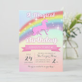 Magical Unicorn Birthday Party Invitation Kaart (Staand voorkant)