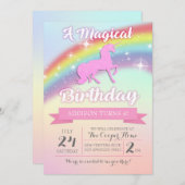 Magical Unicorn Birthday Party Invitation Kaart (Voorkant / Achterkant)